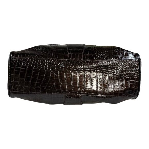 Jimmy Choo Ramona Handbag Purse Shoulder Bag Brown Alligator Croc Leather 15x10 - Picture 7 of 14